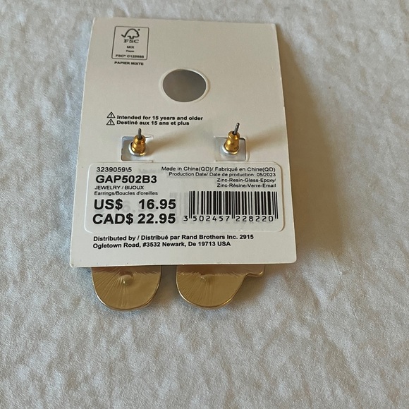 GAP: Green/Gold Tone Mitten  Earrings- Snowflakes- Christmas - Picture 3 of 13